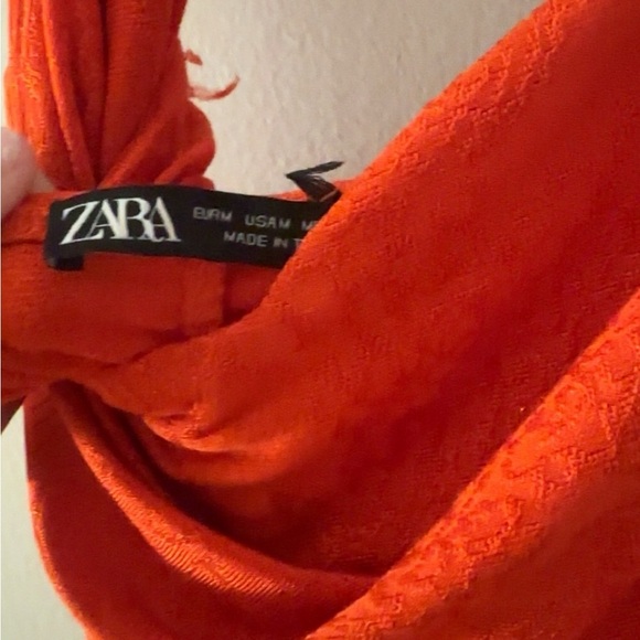Zara Orange Rushed Dress - Picture 6 of 6